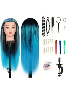 66cm Realistic Hairstyling Mannequin Head with Synthetic Hair, Durable Construction for Salon & Beauty School, Ideal for Barbers & Stylists