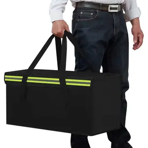 Large Fire-Resistant File Bag 24x12x12 Inches, Three-Layer Heat-Proof Waterproof Storage Bag, Reflective Strips, Reinforced Handles, Portable Document Organizer