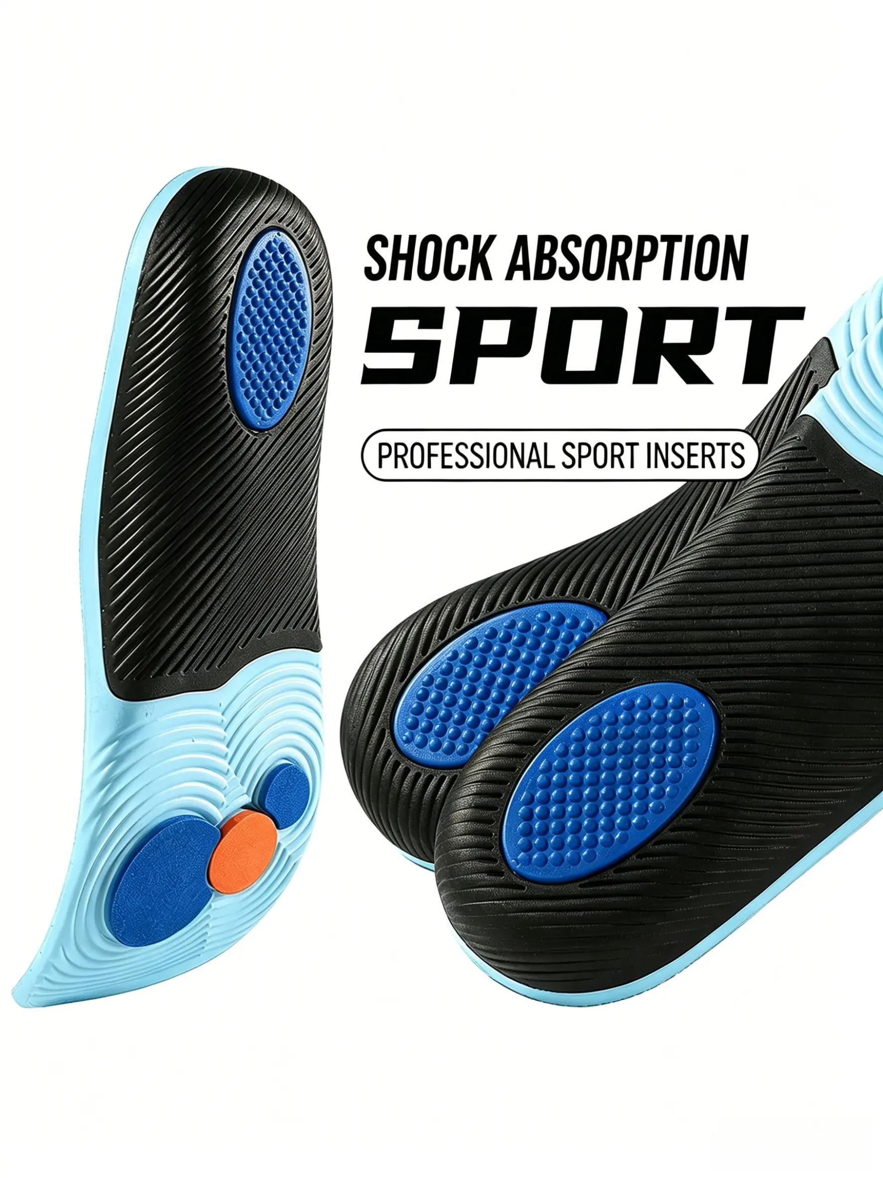 Eva Training Shoe Insoles, Cushioned Eva Insole, Shock Absorbing Insoles, Shock Absorption, Full Arch Support, Heel Cushion, Breathable Sweat-Wicking, Comfortable Fit, Running Fitness