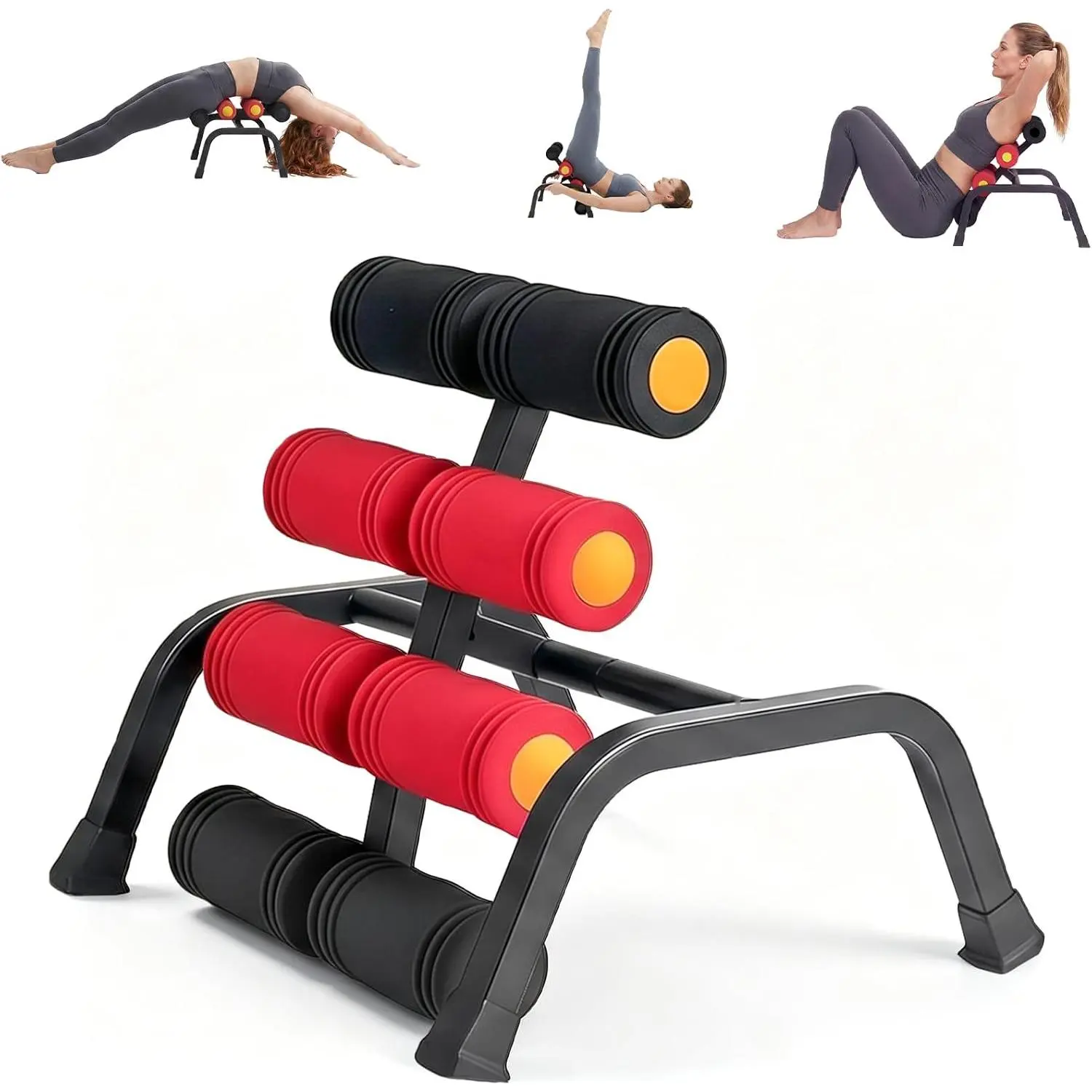 Mini Inversion Table for Back Pain Relief, Spinal Decompression Back Extension Machine with Rollers, 297LBS Weight Capacity Easy to Assemble for Home Gym