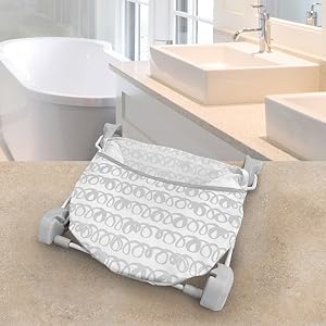 Foldaway 2-Position Baby Bath Seat, Adjustable Support for Sink or Bathtub, Ages 0-6 Months up to 20 Pounds, Machine-Washable Sling