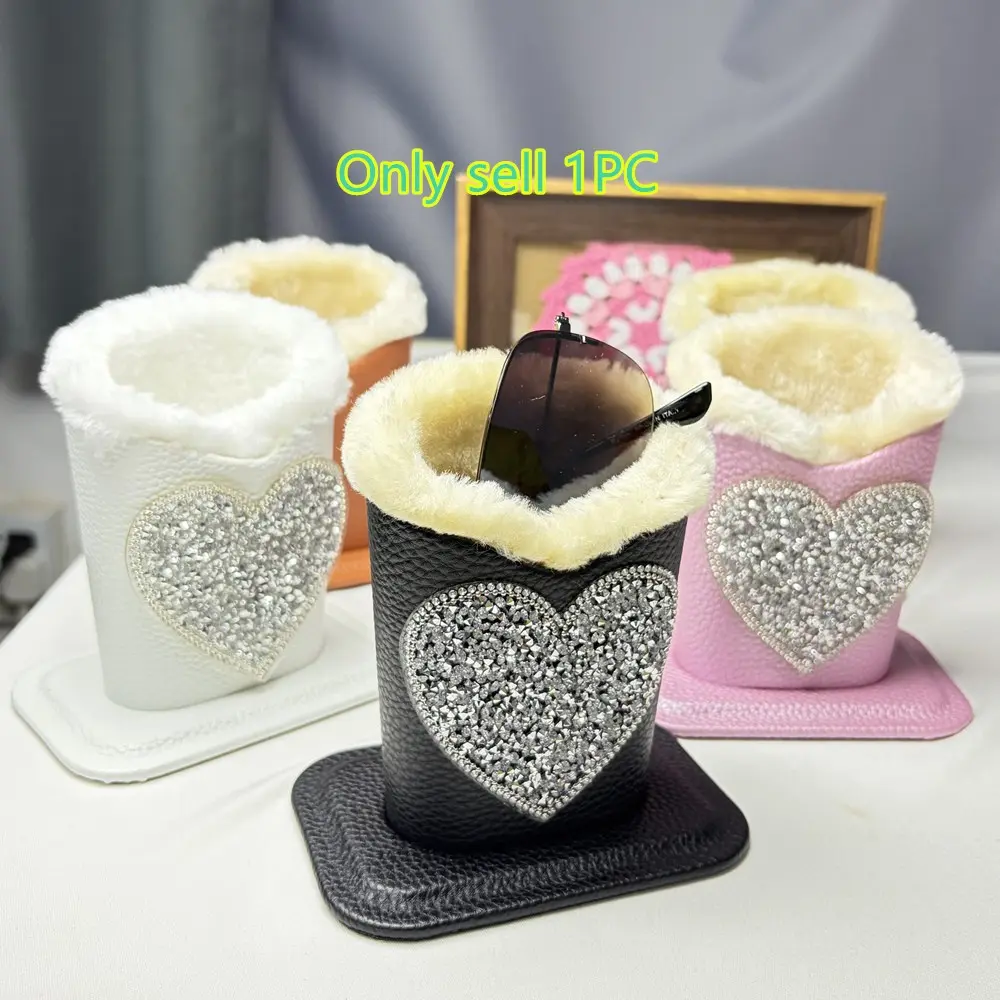Diamond Heart Eyewear Stand, Simple Display Rack, Ultra-Dense Pen Holder, Trendy Glasses Case, Plush Eyewear Organizer, Eye-Catching Design, Eyeglasses Holder