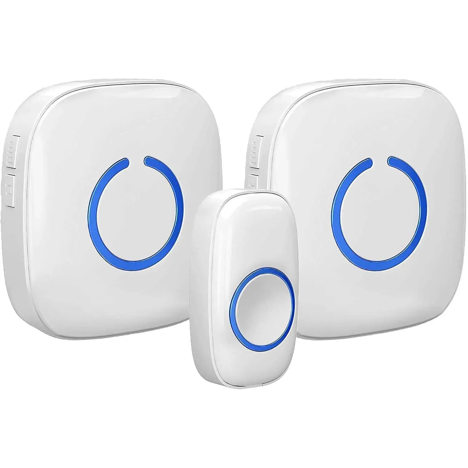 Doorbells for , Apartments, Businesses, Classrooms, etc. - 1 Door  Ringer & 2 Plug-In Chime Receiver,  Operated, Easy-to-Use,  Doorbell w/LED Flash, White