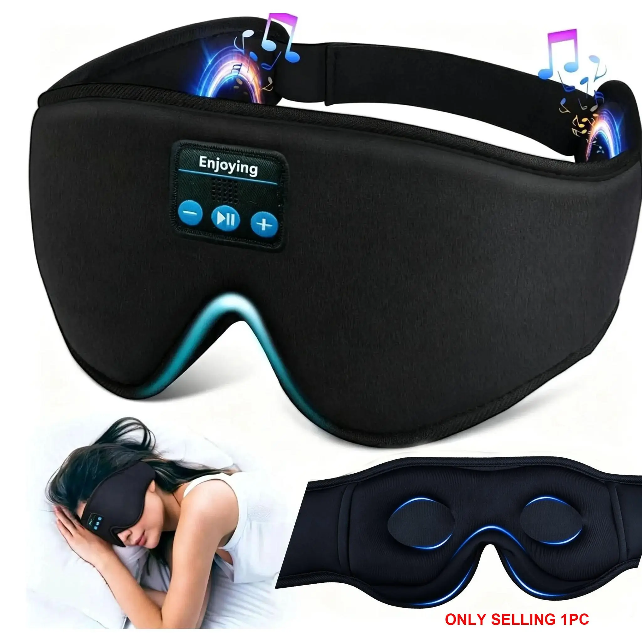 Sleeping Earphones, 3D Bluetooth-compatible Wireless Music Eye Mask, Designed for Side Sleepers, Ultra-Thin Stereo Speakers, Enhance Your Sleep Experience, Eyemasks For Sleeping