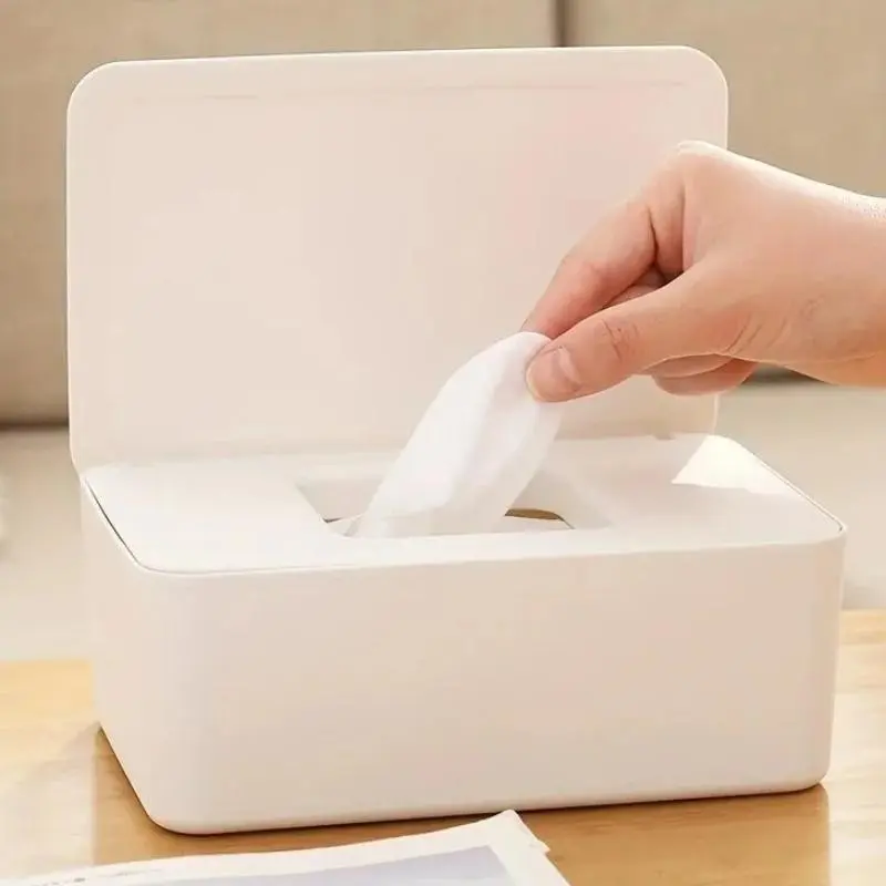 Wet Wipes Storage Box Sealed Wet Tissue Box with Lid Living Room Desktop Wet Wipes Container Plastic Sealed Tissue Box