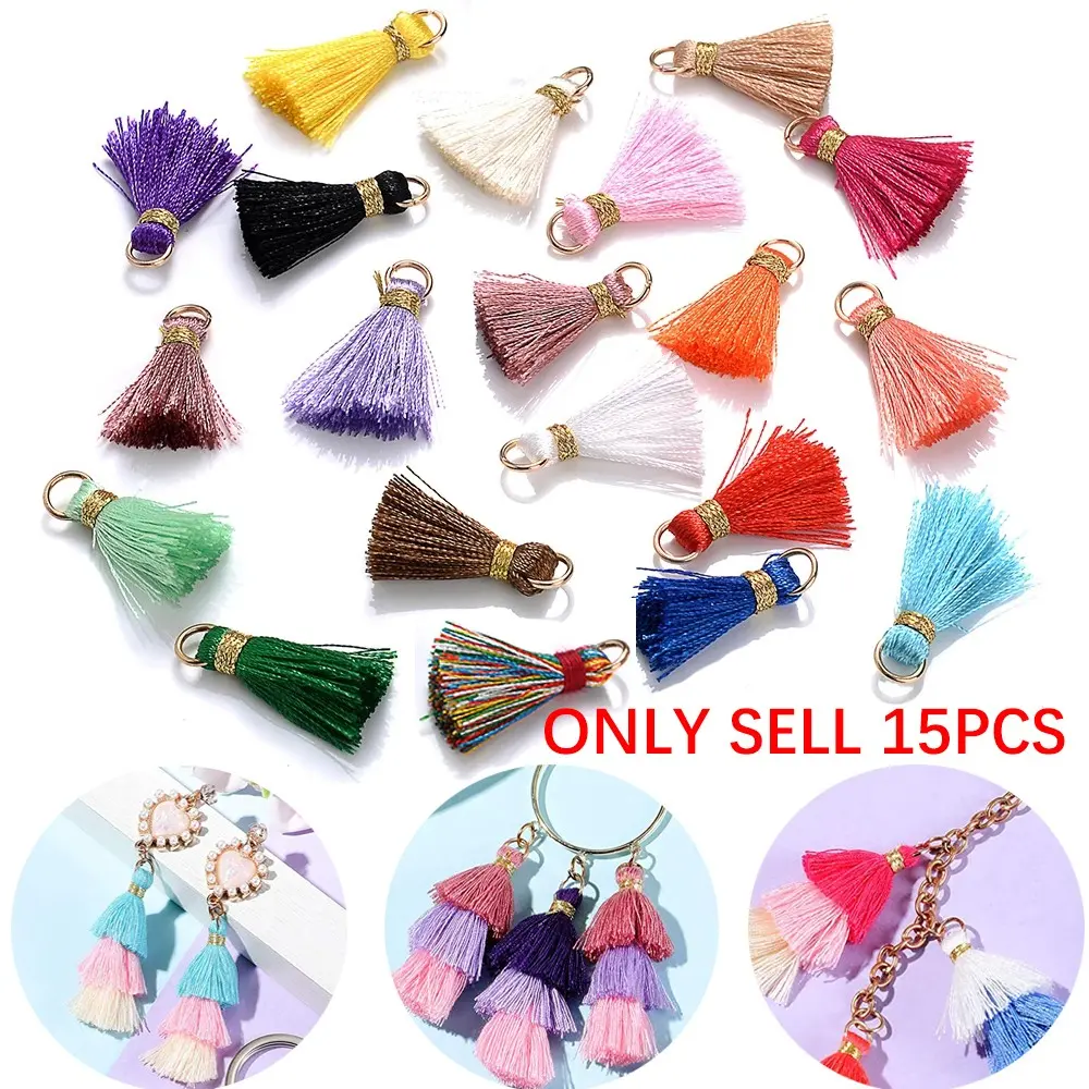 15pcs 2cm Mini Tassel Multicolor Vibrant Tassels For Jewelry DIY Earring Keychain Sewing Curtain Trim Fringe Accessories