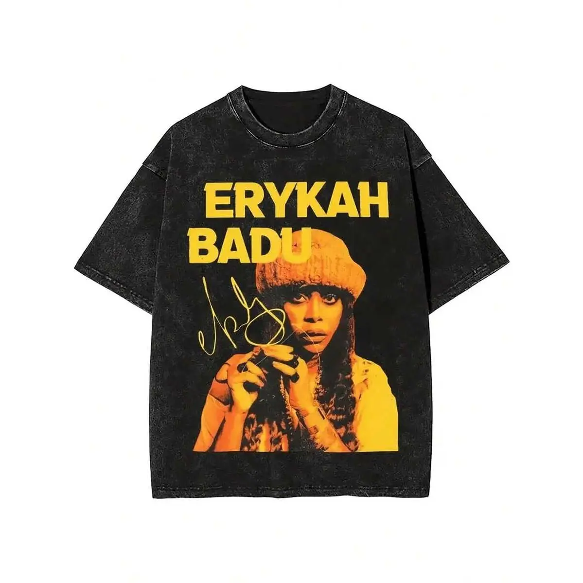 Wash With Water To Do The Old Craft! Erykah Badu Character Printed T-Shirt, Retro Soul Singer Element, Full Of Street .Summer Outfits For Womenvintage T Shirts