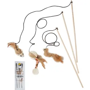 Teaser  Kitten Toys Set  Sisal Wand Teasers with , , , Elastic String, and Sturdy  Rod
