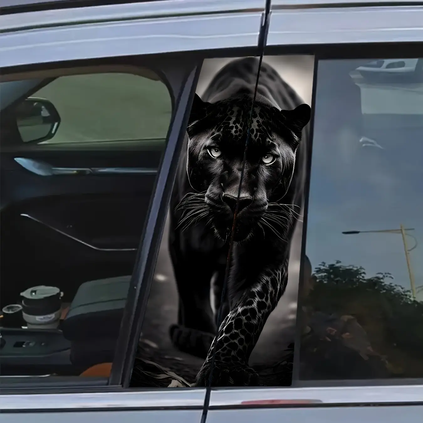 AHPAINTING Black Panther Vinyl Sticker Set of 2, for Car B-Pillar - Features Realistic Animal Print Decals, Scratch-resistant and Sun-resistant, Made from High-quality PVC Vinyl, Easy to Apply on Cars, Trucks, and SUVs. Suitable for Plastic Car