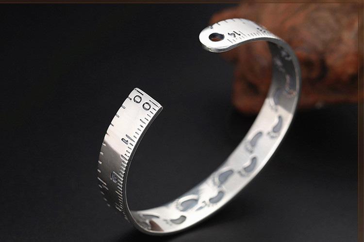 Unique Footprint Measurement Ruler Bracelet Vintage Roman Numeral Cuff Adjustable Boho Chic Jewelry Gift for Her Fashion Accessory