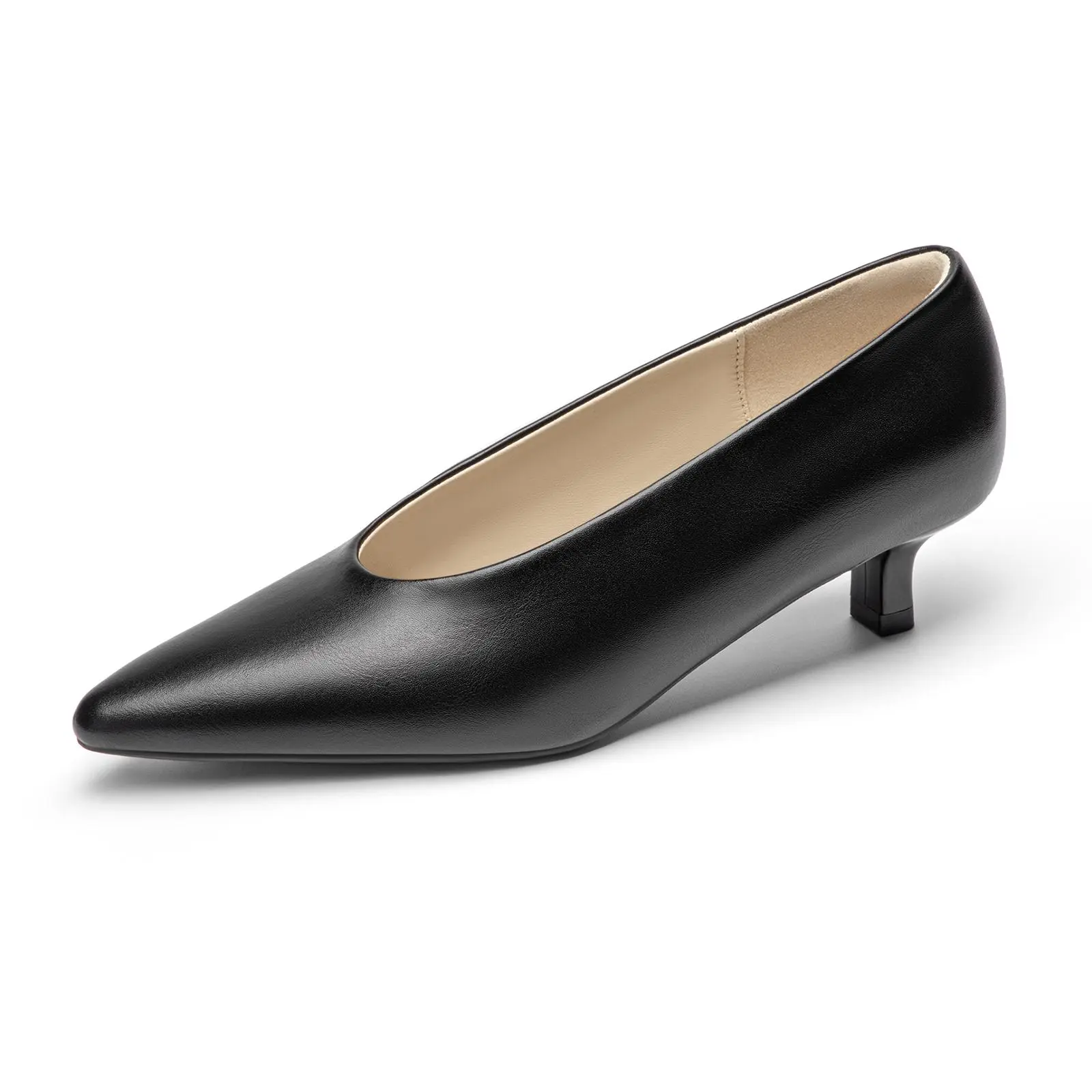 Athlefit Women's Closed Pointed Toe Low Kitten Heels 1.5-Inch Comfortable Dress Pumps Shoes for Wedding Party Office
