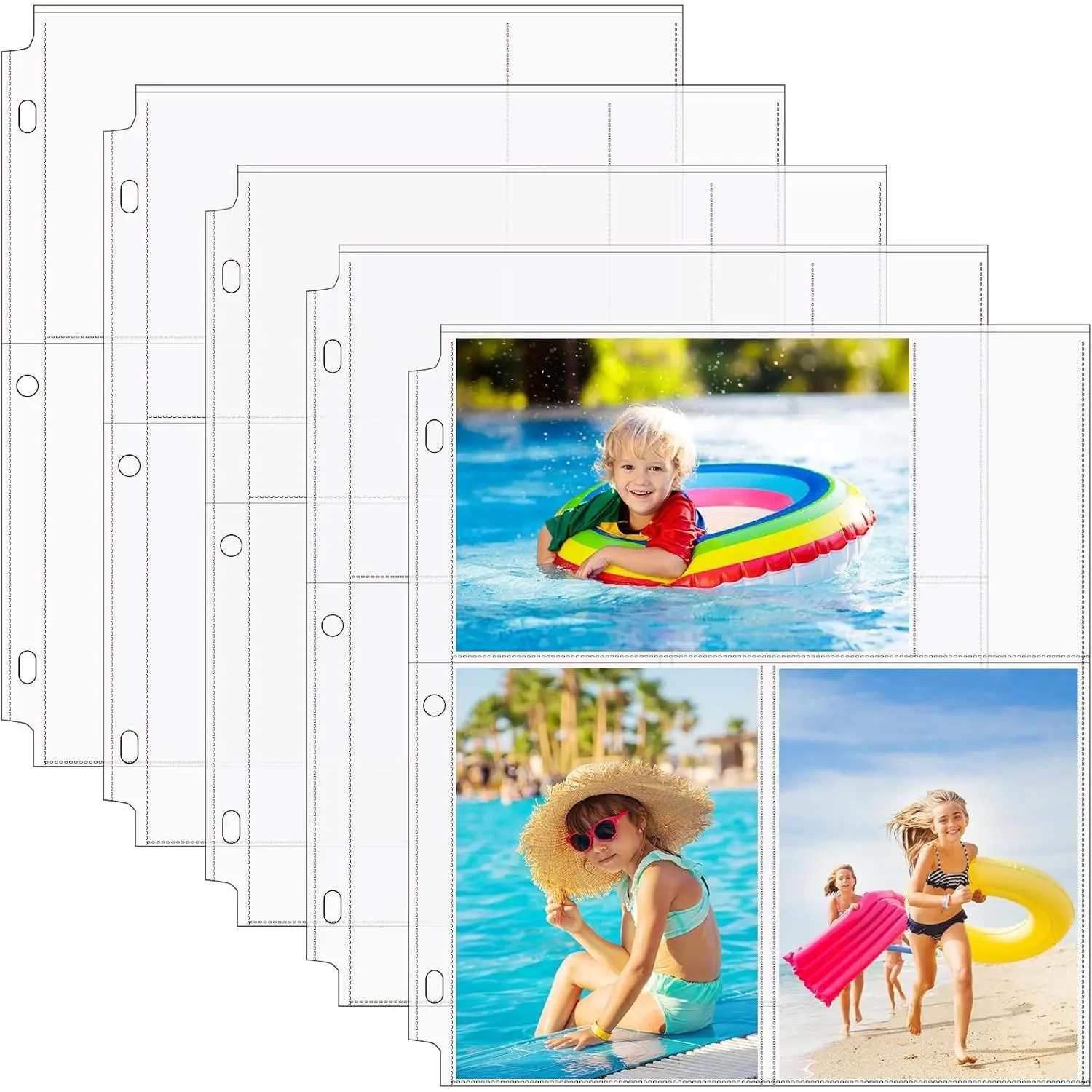 60 Pack 4x6 Photo Sleeves for 3 Ring Binder (360 Pictures), Heavy-Duty Archival Page Protectors, 3-Pocket Clear Photo Album Refill Pages, Plastic Seed Binder Pages 8.5x11, Postcard Sleeves