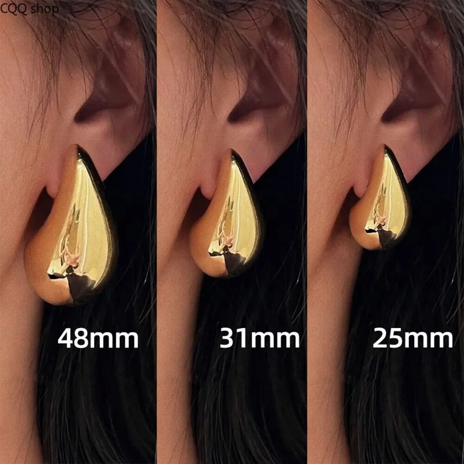18K Gold Silver Stainless Steel Teardrop Stud Earrings Minimal Quiet Luxury Drop Ear Jewelry Vintage Elegant Earrings for Women Daily Office Outfit