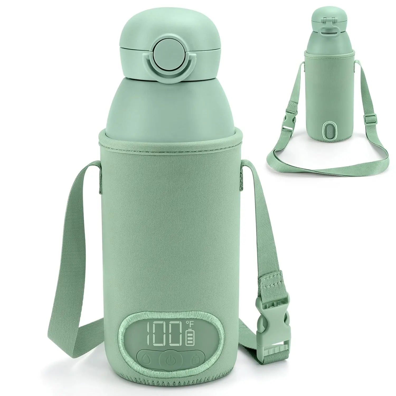Protective Sleeve  with Portable Bottle Warmer  Travel, Anti-Slip & Shockproof Bottle Carrier with Shoulder Strap  17oz Milk Warmer,s Warmer  Breast Milk & Water
