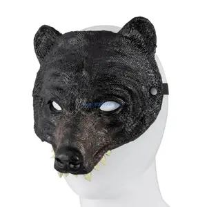 N7YF Realistic Bear Cosplay Mask Masquerades Accessory Animal Head Half Face Mask for Carnivals and Theme Parties Costume