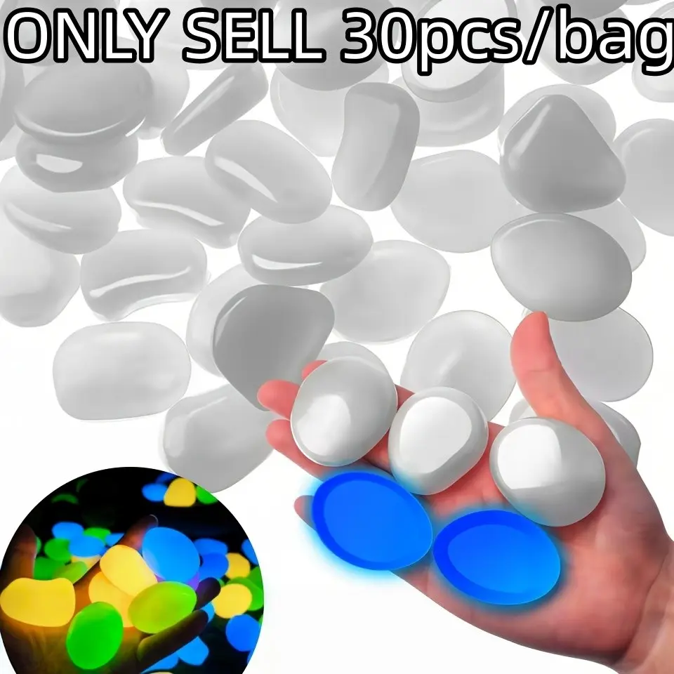 30pcs of high-quality oversized dreamy luminous stones, each with a diameter of 1.77 inches and weighing approximately 1 pound, suitable for large garden and aquarium landscapes, perfect for home/outdoor decoration, and a must-have for festivals