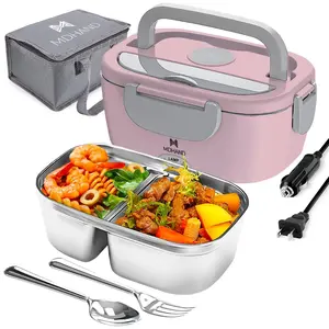 Lunch Box 12V/24V Car Portable Food Warmer, Stainless Steel Heated Meal Container W/ Fork & Insulated Bag, for Truck Drivers, Office, Travel, Camping, College(Fast Heating)#DealsForYouDays