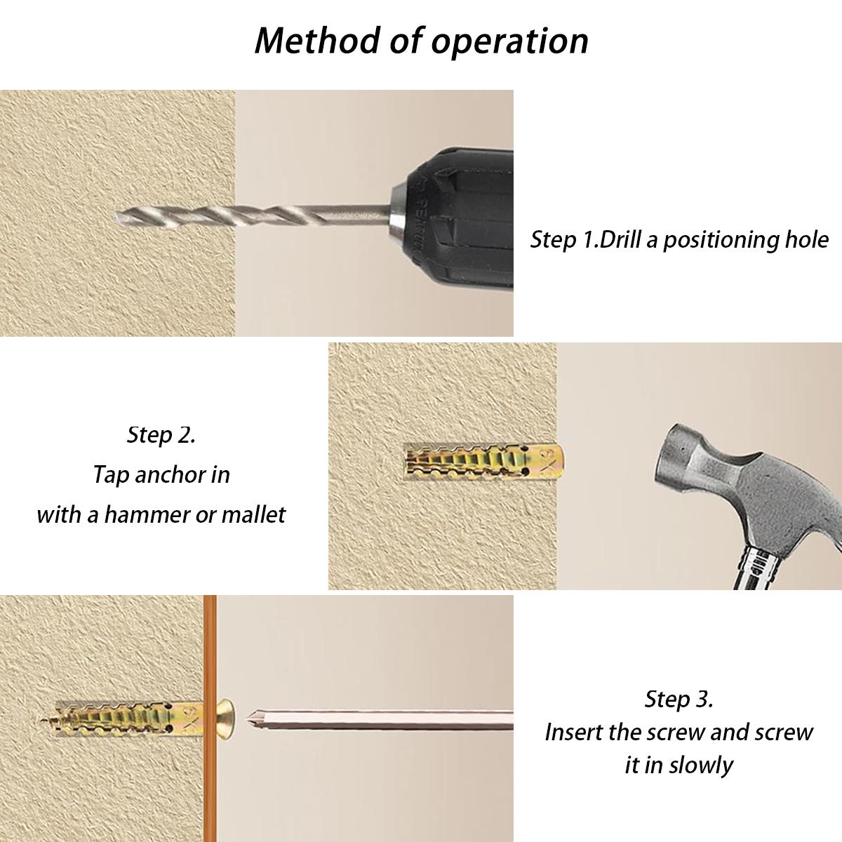 200PCS Self-Drilling Wall Anchor Kit 2026 Upgraded Gecko-Style Multi-Tooth Anchors 100LBS Load for Concrete Wood Hollow Walls Repair