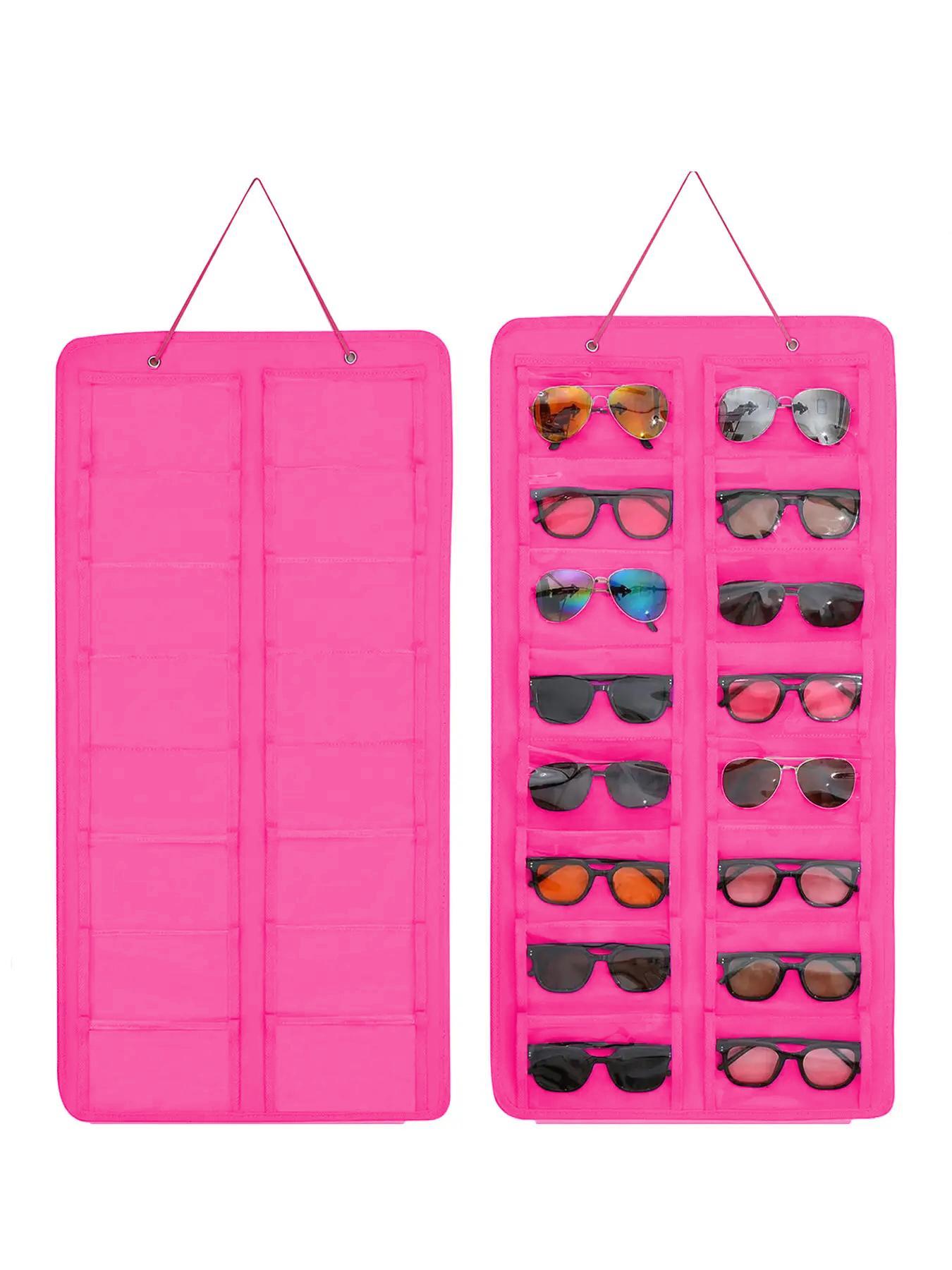 Dustproof Sunglasses Organiser, Wall Mounted Sunglasses Organiser, 16 Compartment Glasses Organiser, Space Saving Storage (Pouch Only)