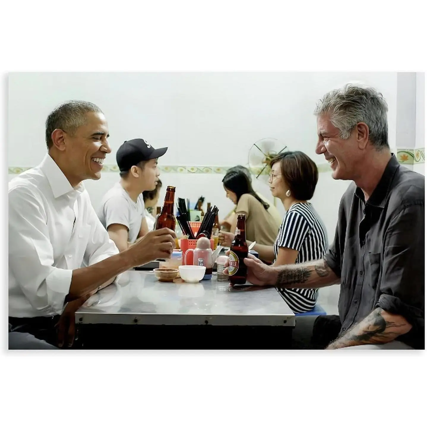 Rixart Barack Obama Anthony Bourdain In Hanoi Hanging Wall Decor Canvas Wall Art Poster Prints For Home Decorative Living Room Bedroom