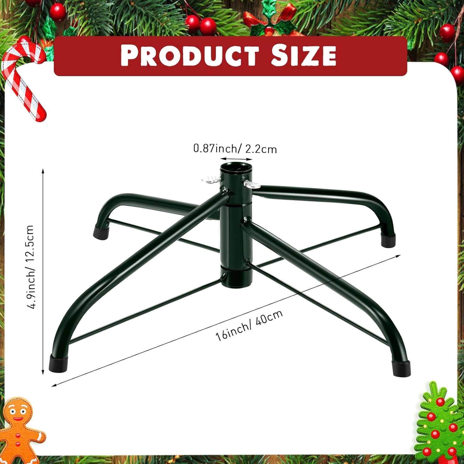 Replacement Christmas Tree Stand for Artificial Trees, Universal Metal Christmas Tree Base Folding Artificial Xmas Holder(Green,16 Inch)