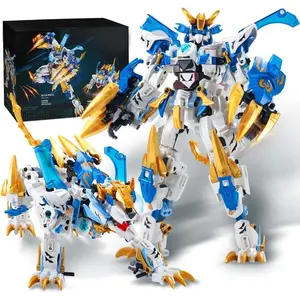 White Tiger 2 in 1 Mech Building Blocks Sets Transform Action Figure Toys, Animals Transforming Robot Building Kits, STEM for Adults Kids Boys Ages 8 10 12 14 (White Tiger)