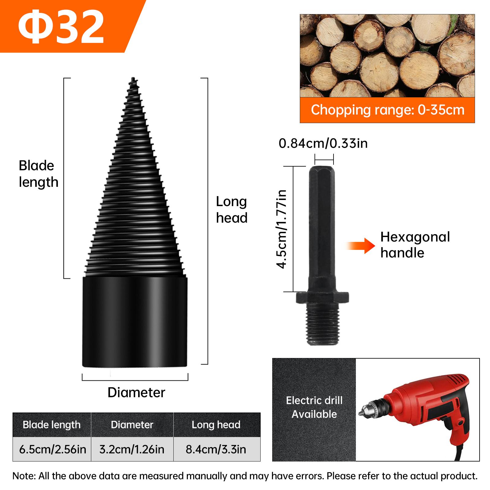 Firewood Splitter,32mm Firewood Splitting Bits,Simple Firewood Splitter,Heavy-Duty Electric Drill Bits,Detachable Screwdrivers,Suitable for Impact Drills,Electric Hammers,Hand Drills (Round + Square + Hexagonal). Firewood Splitter,32mm Firewood Splitting Bits,Simple Firewood Splitter,Heavy-Duty Electric Drill Bits,Detachable Screwdrivers,Suitable for Impact Drills,Electric Hammers,Hand Drills (Round + Square + Hexagonal).