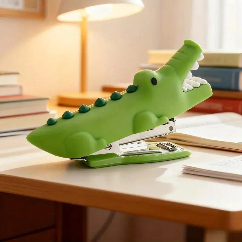 2-Pack of Crocodile-Shaped Staplers, Cute and Decorative, Combining Practicality and Aesthetics, Are Practical and Adorable Small Staplers for Students and Office Workers