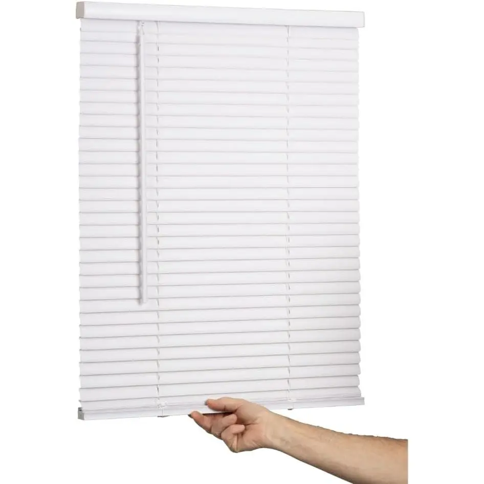 Cordless Mini Blind, 1-Inch Vinyl Slats, 35" W x 48" L, White, Light Filtering Window Blinds for Home, Office & Interior DoorsGift