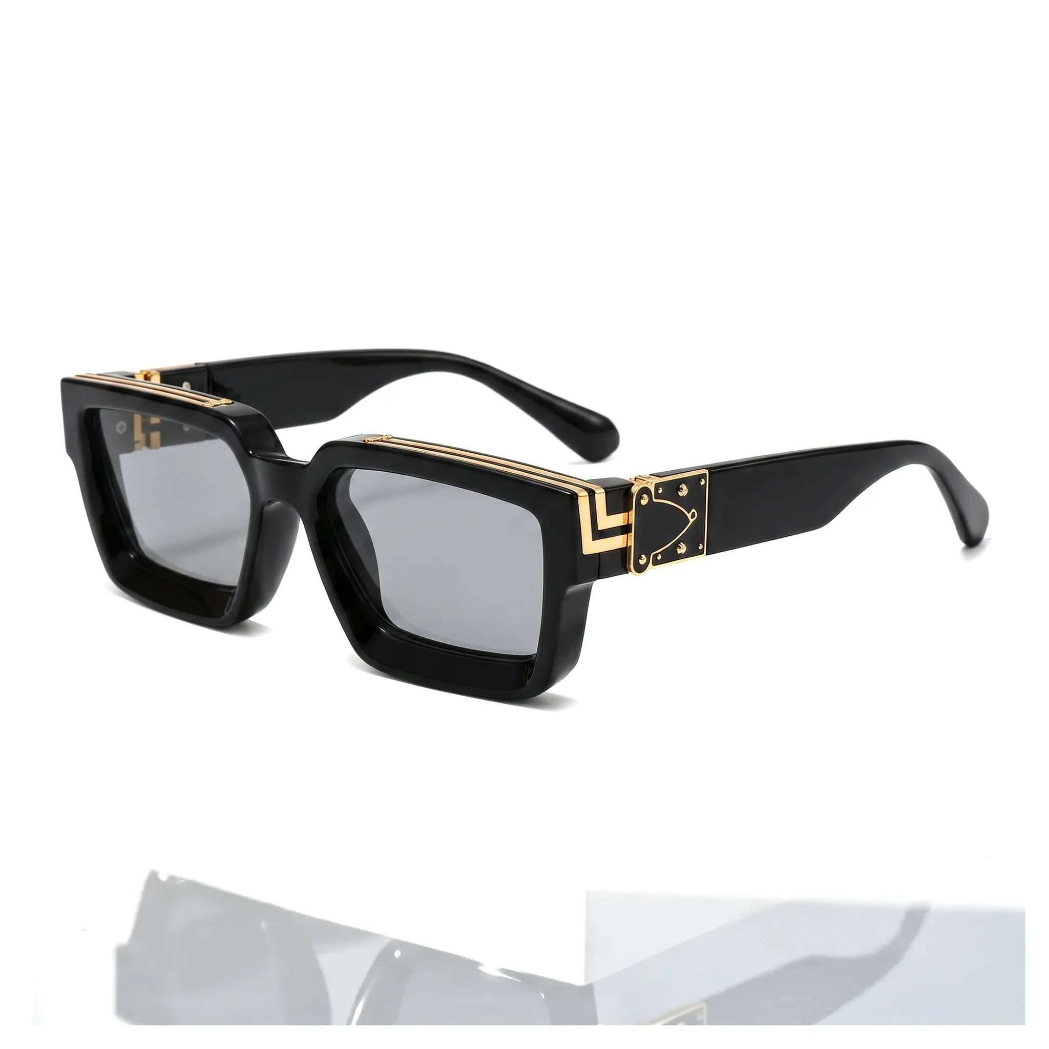 Trendy Box Frame Sunglasses Gold Accents European American Style Unisex Fashion Accessories For Men Women Summer Gift UV Protection