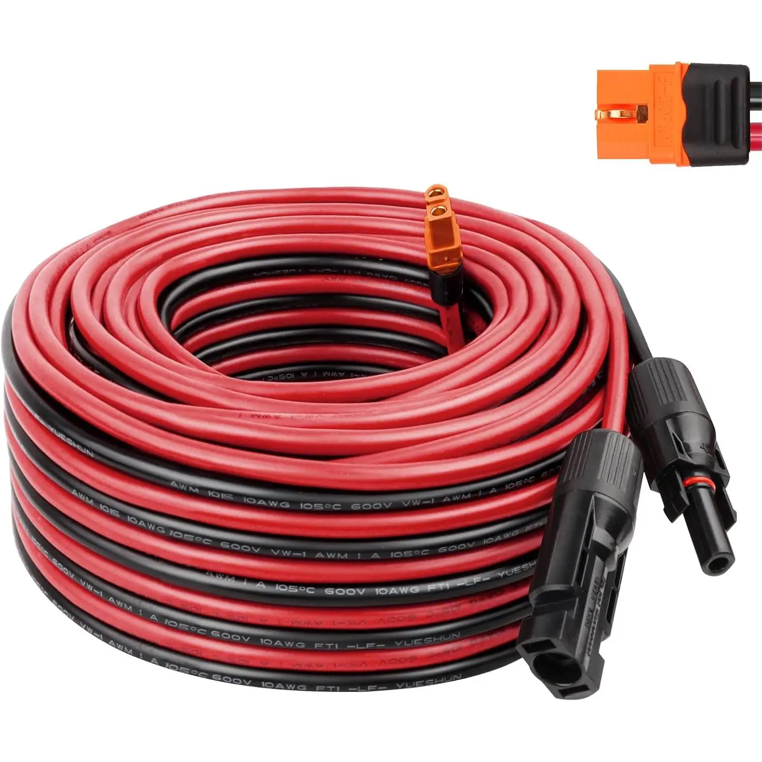 Solar to XT60i  10AWG 50FT Solar Panel to XT60i Adapter Connector XT60i-F Extension  for Portable Power Station Solar Generator
