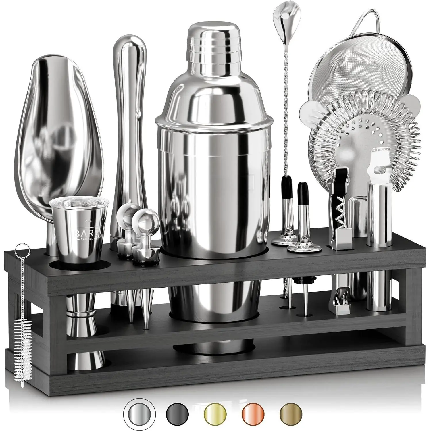 ® Mixology Bartender Kit Bar Set | 16-  Shaker Set | Martini Barware Mixing Tools for  Bartending | Incl. 35 Recipe Cards |  Set (24oz Cobbler Shaker, /Black)