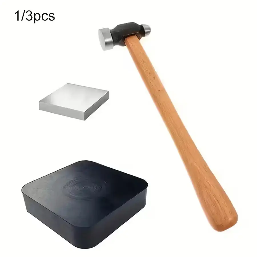 Jewelry Making Tools Set, Imported Round Head Hammer, Solid Rubber Pad, Steel Workbench Anvil, Ideal for Metal Processing and DIY Crafts