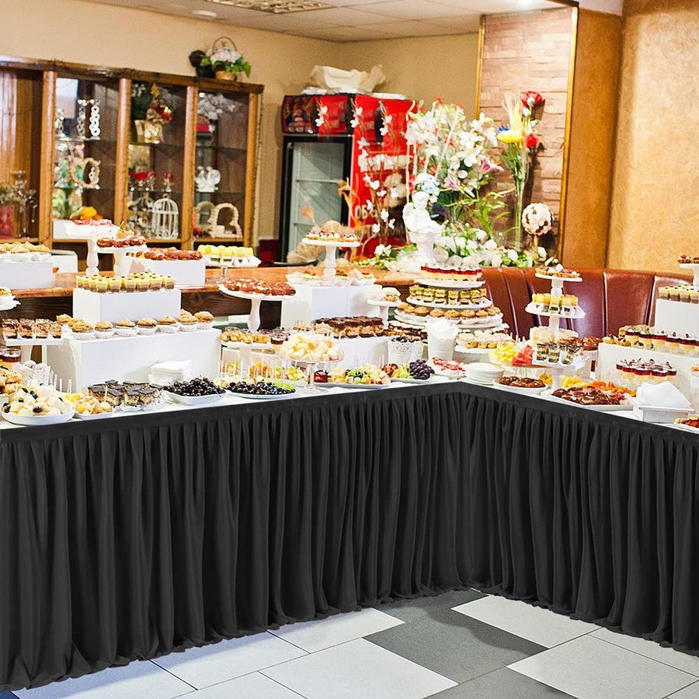 Rectangle Fitted Tablecloth Elastic Thick Spandex Table Pleated Skirt Wedding Event Birthday Cake Table Cover Hotel Exhibition
