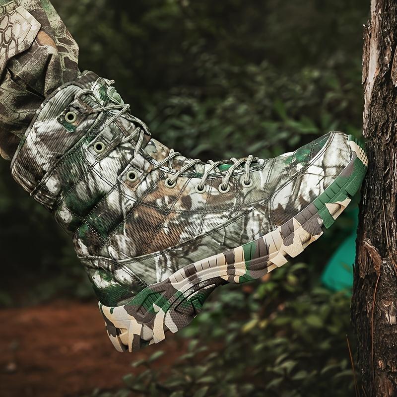 Men's Lightweight Motorcycle Combat Boots Waterproof Hunting Shoes Camouflage Lightweight Hiking Shoes, rubber boot