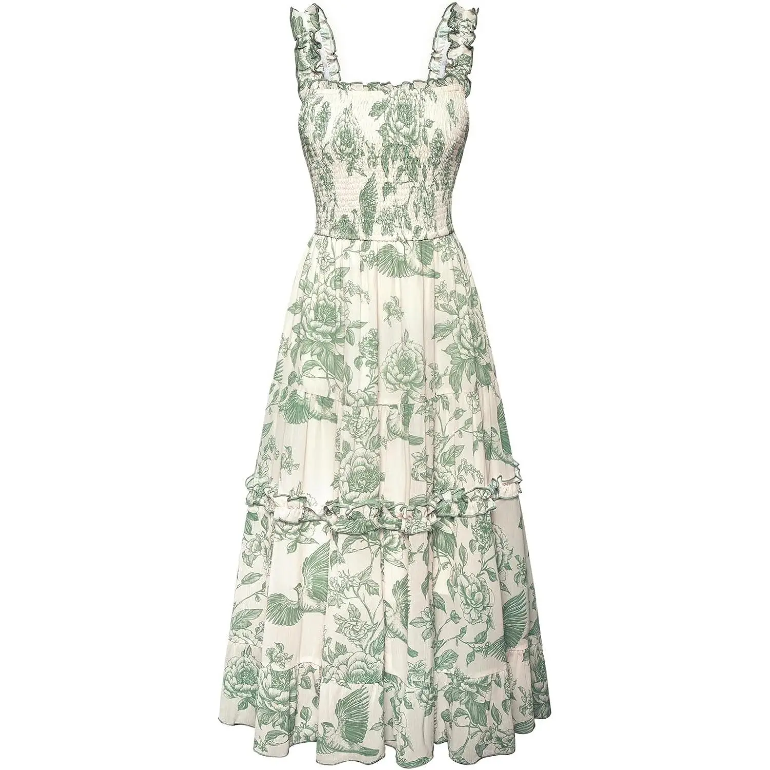 Floral Dress for Women 2026 Flowy Sundress Smocked Cottagecore Dresses