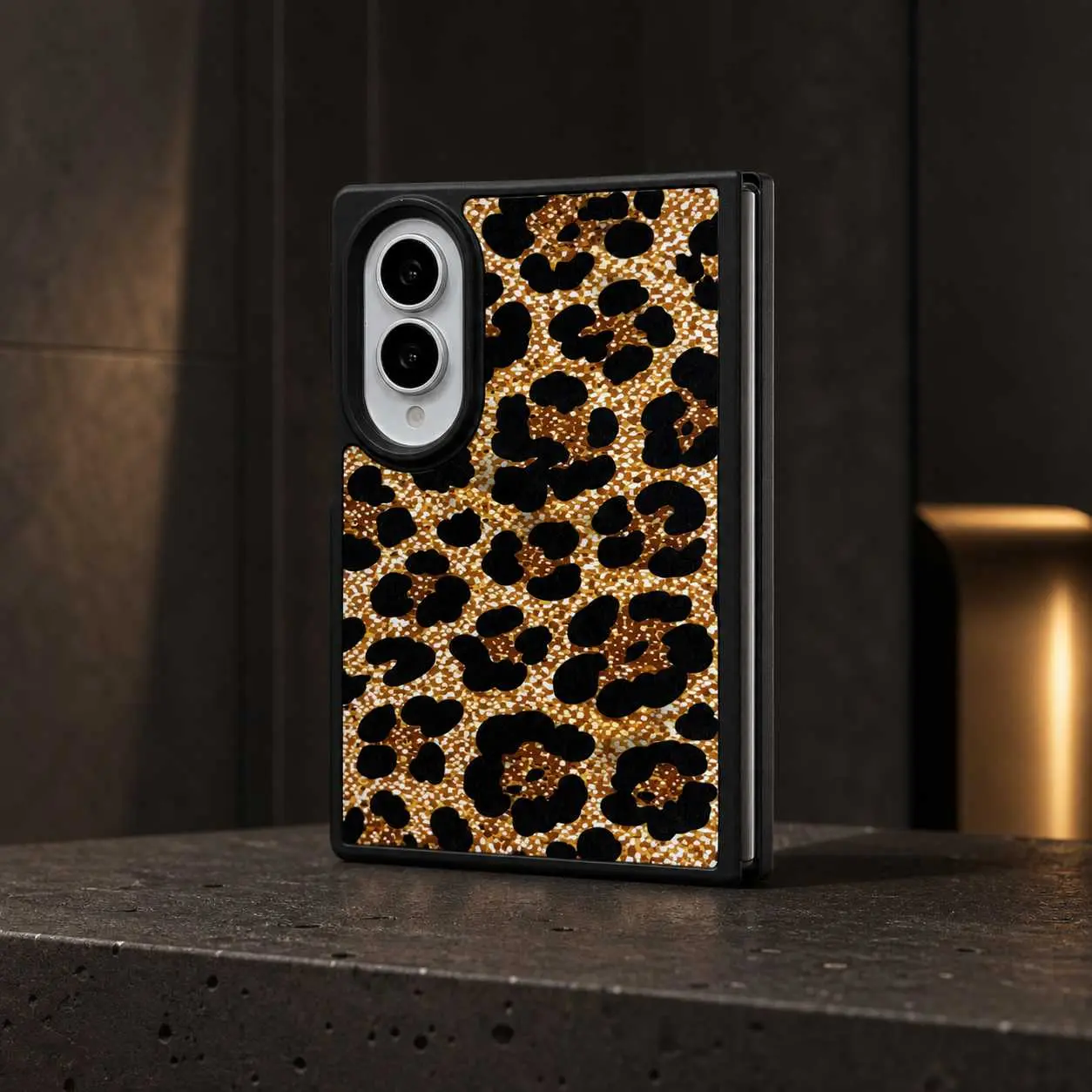 For Z Fold8/Fold7/Fold6/Fold5/Fold4/Fold3 Shiny Leopard Cute Printed Pattern Phone Case Shockproof Slim Fit Soft Protective Cover HNRM260809A02