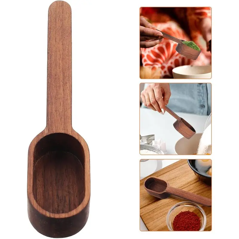 Wooden Coffee Powder Scoop with Box Multi-function Measuring Spoon for Coffee Beans and Tea for Home Brewing and Professional Use