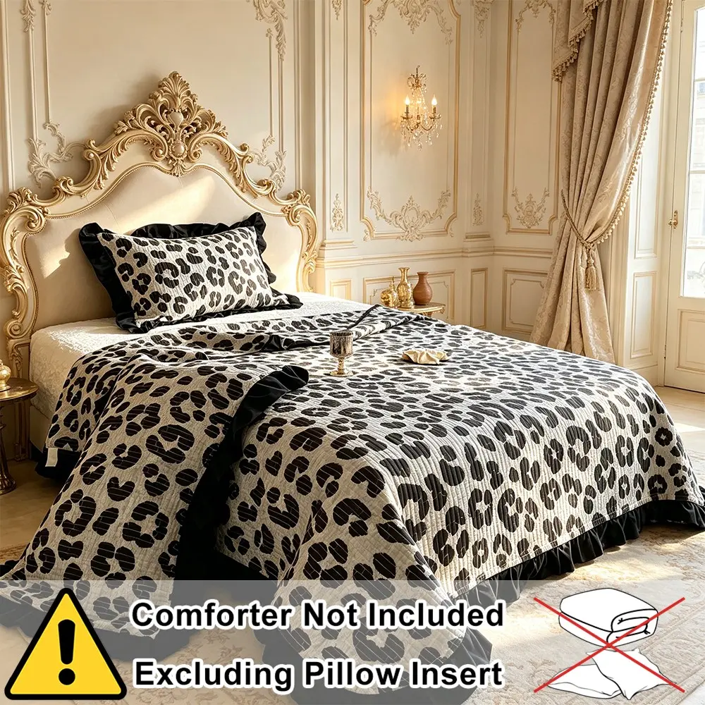 Plaid Leopard Print Bedspread Set (1 Duvet Cover + 2 Pillowcases), Lightweight Summer Quilt, Versatile Fall Winter Sheet, Soft Breathable, Home Decor Gift