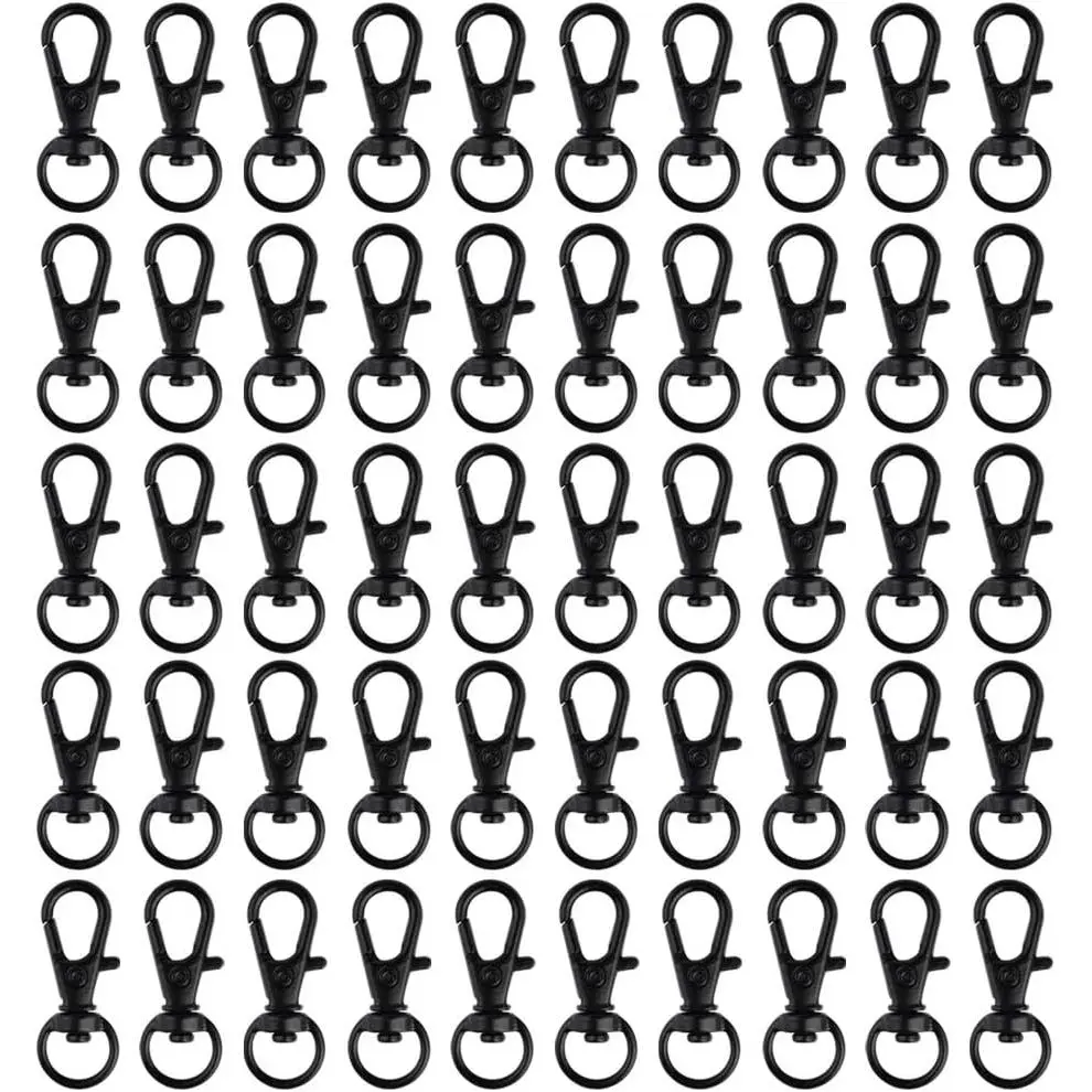 50 count Swivel Clasps Lanyard Snap Hook, Metal Swivel Lanyard Snap Hook Lobster Claw Clasp (Black)