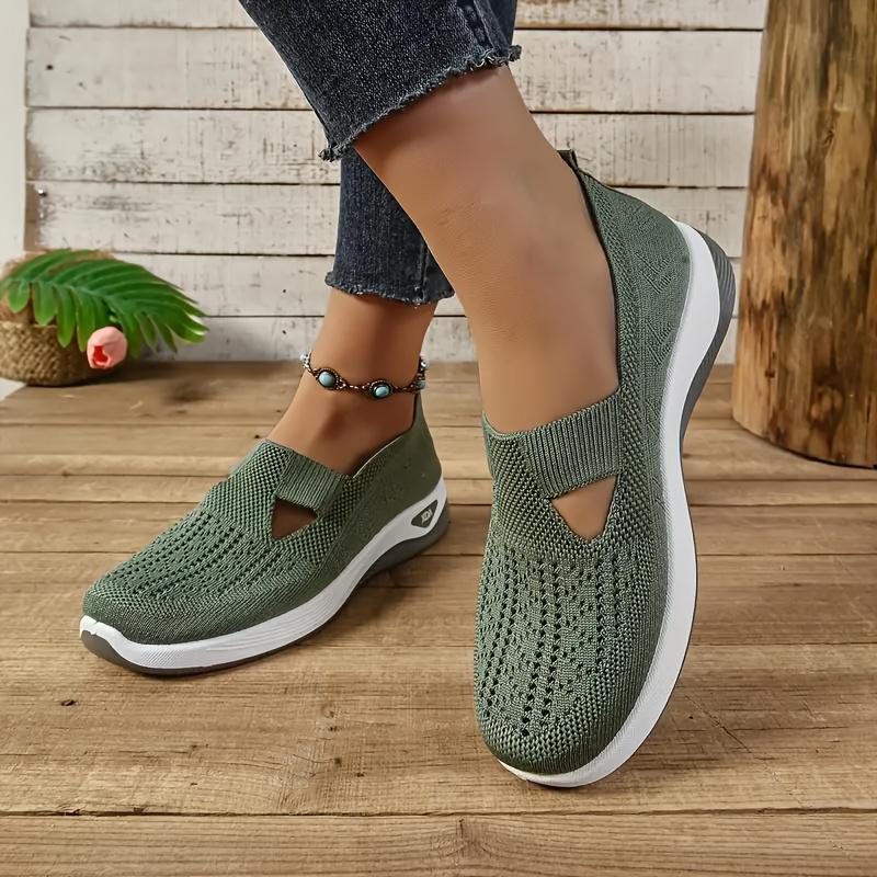 Rain Core |  Lightweight & Comfortable Women's Breathable Knit Slip-On Sneakers |   Beige Design, All-Season Low-Top Casual Footwear with Extended Size Options