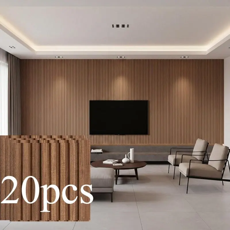 20pcs Self-Adhesive Removable PVC Wall Panels, Modern Wood Grain Wallpaper, Easy Peel and Stick Decorative Boards, Ideal for Walls, Ceilings, Floors