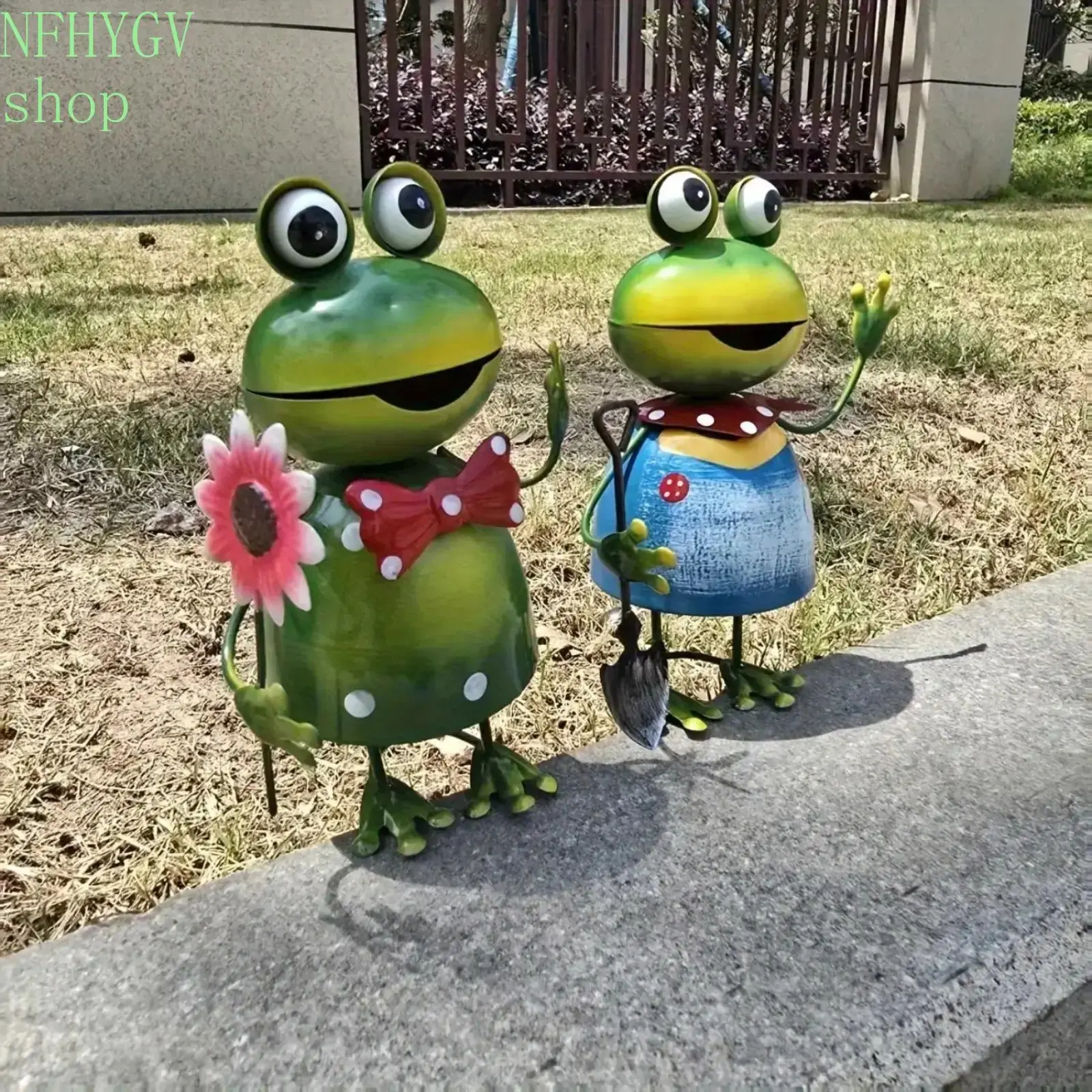 Cute Metal Frog Outdoor Statue Decoration, Metal Iron Hanging Craft Ornament For Home Flowerpot, Lovely Sculpture For Balcony, Garden, Courtyard And Lawn Decoration