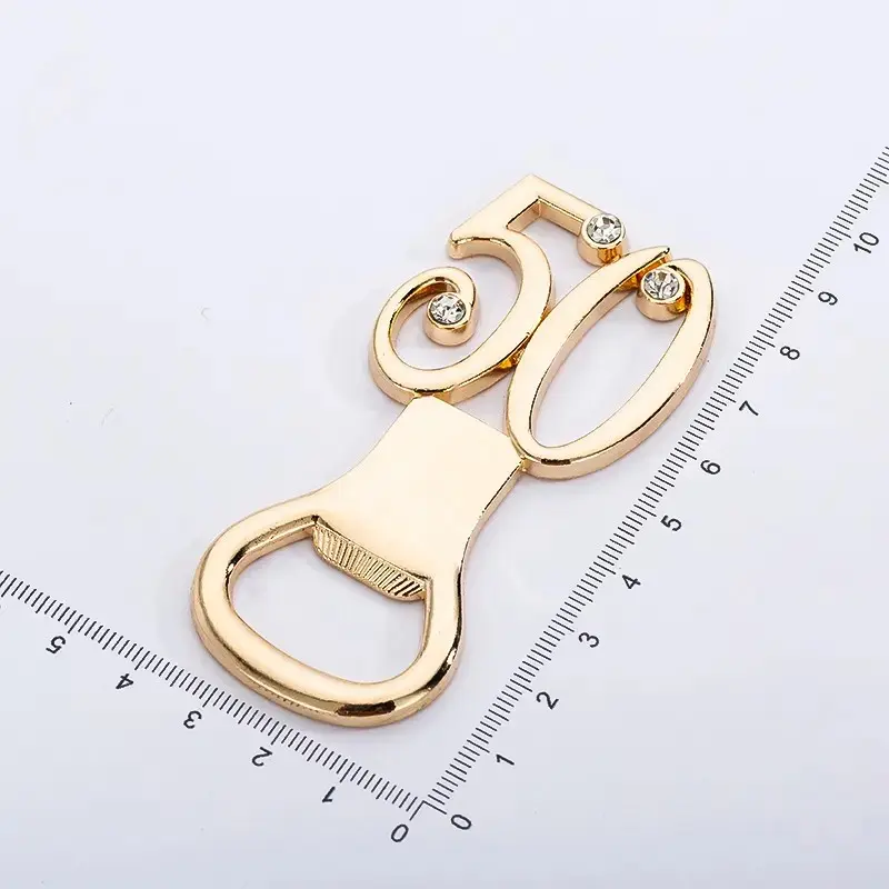 🔑 Gold Alloy Bottle Opener｜Beer and Wine Cap Opener for Wedding Favors, Promotional Gifts, Compact Portable 1 Pc