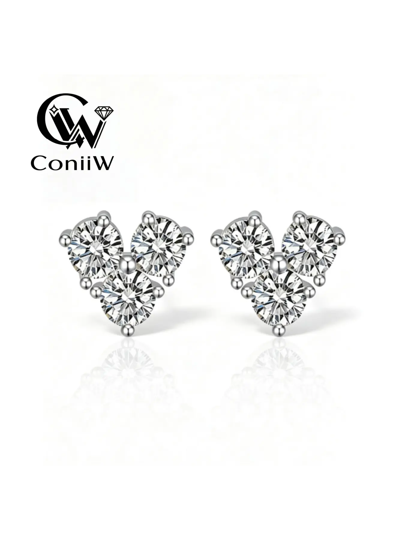 0.9ct x 2 Morganite Heart-shaped Triple-Diamond Stud Earrings - Men's, Women's, Couple's Style - Fashionable, Romantic, Luxurious, Classic - Versatile Gift for Boyfriend, Girlfriend, Mother's Birthday or Anniversary - Jewelry Gift, Comes with Gift Box