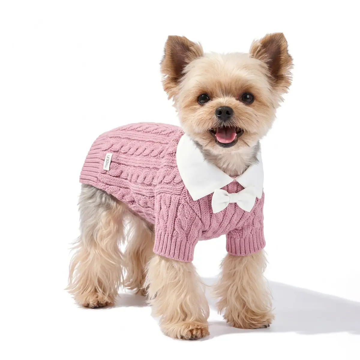 Pet Sweater with Bow Accent, Knitted Pattern for Cats and Medium-Large Dogs, Cozy Fall Winter Clothes, Teddy Pomeranian Clothing