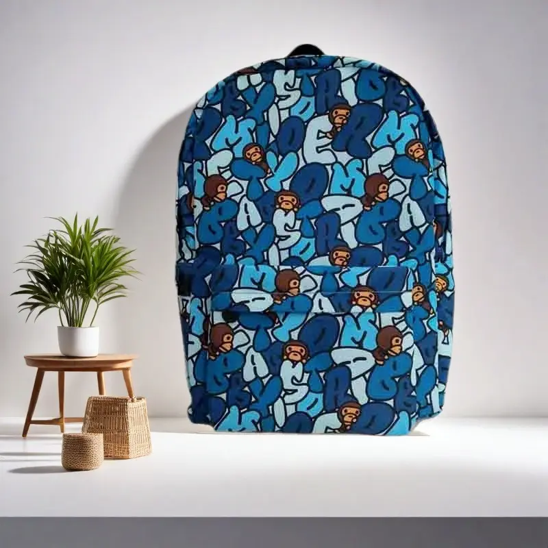 Kawaii Cartoon Print Unisex Kids Backpack - Trendy Children's Bag, Animal Design Monkey Letter Zip, Large-Capacity Lightweight Casual Daypack for Students (Back to School, Holiday Travel), Trendy Backpack