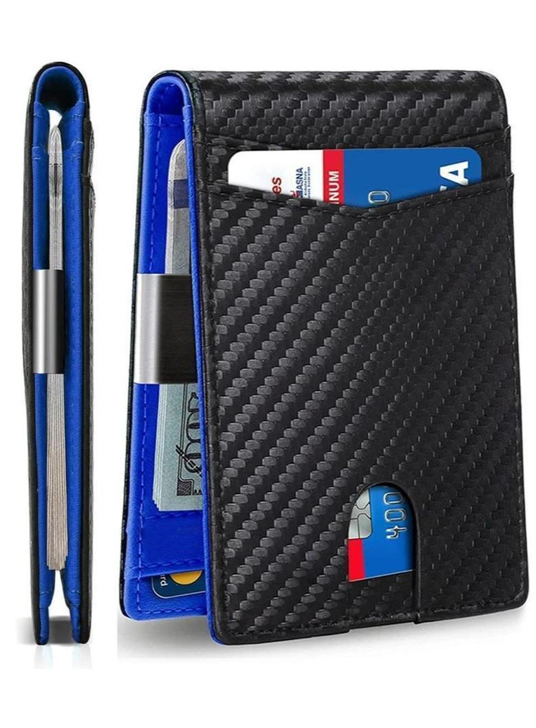 2026 New Slim Minimalist Carbon Fiber Men's Wallet - RFID Blocking Protection Bifold | Durable Money Clip & Multiple Card Slots | Everyday Essential