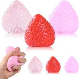 Taba Squishy Strawberry 6 Pack - Kawaii Stress Relief Sensory Toy, Ultra-Soft Mochi Fidget Gift for Teens & Adults, Squeeze Anxiety Relief Party Favors for Office Birthday (3 Big + 3 Small)