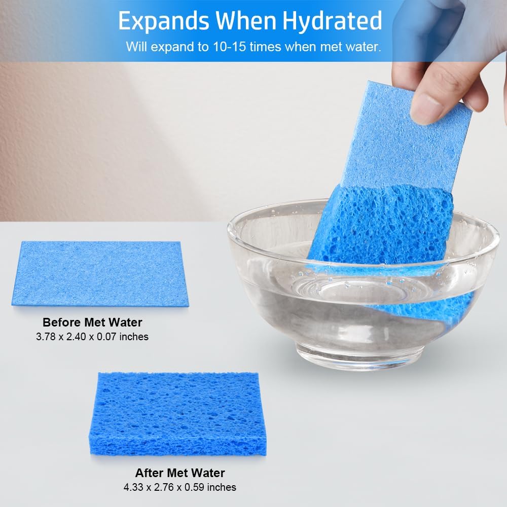 4 count Compressed Kitchen Sponges for Household Use, Zero Scratch Scrub Dish Sponge Kitchen, Dual Sided Multipurpose Cleaning Sponges for Dishes, Kitchenware, Dishwashing Brushes, Save Space